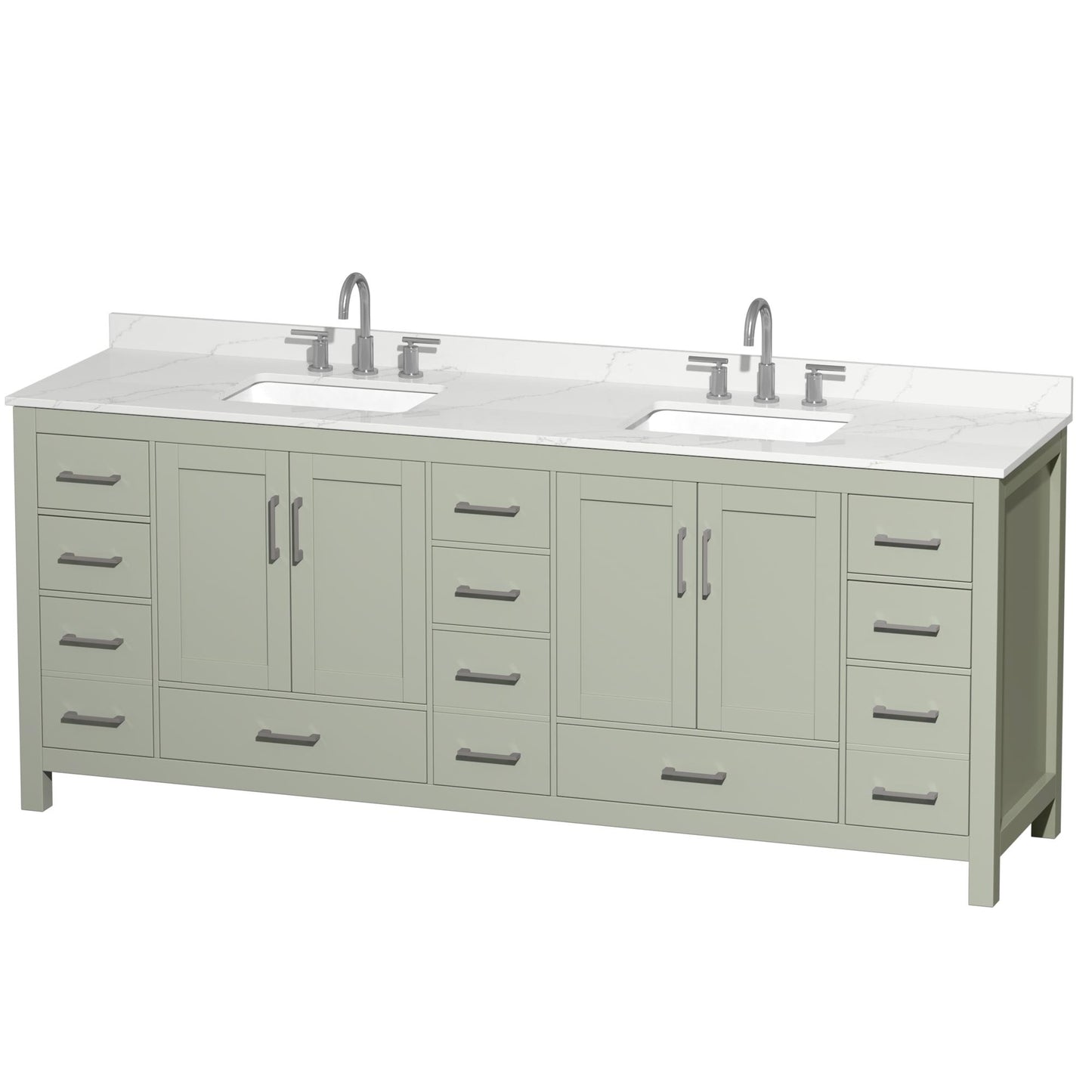 Sheffield Bathroom Vanity with Countertop 84 inch Double Sink 3-hole Faucet Setup