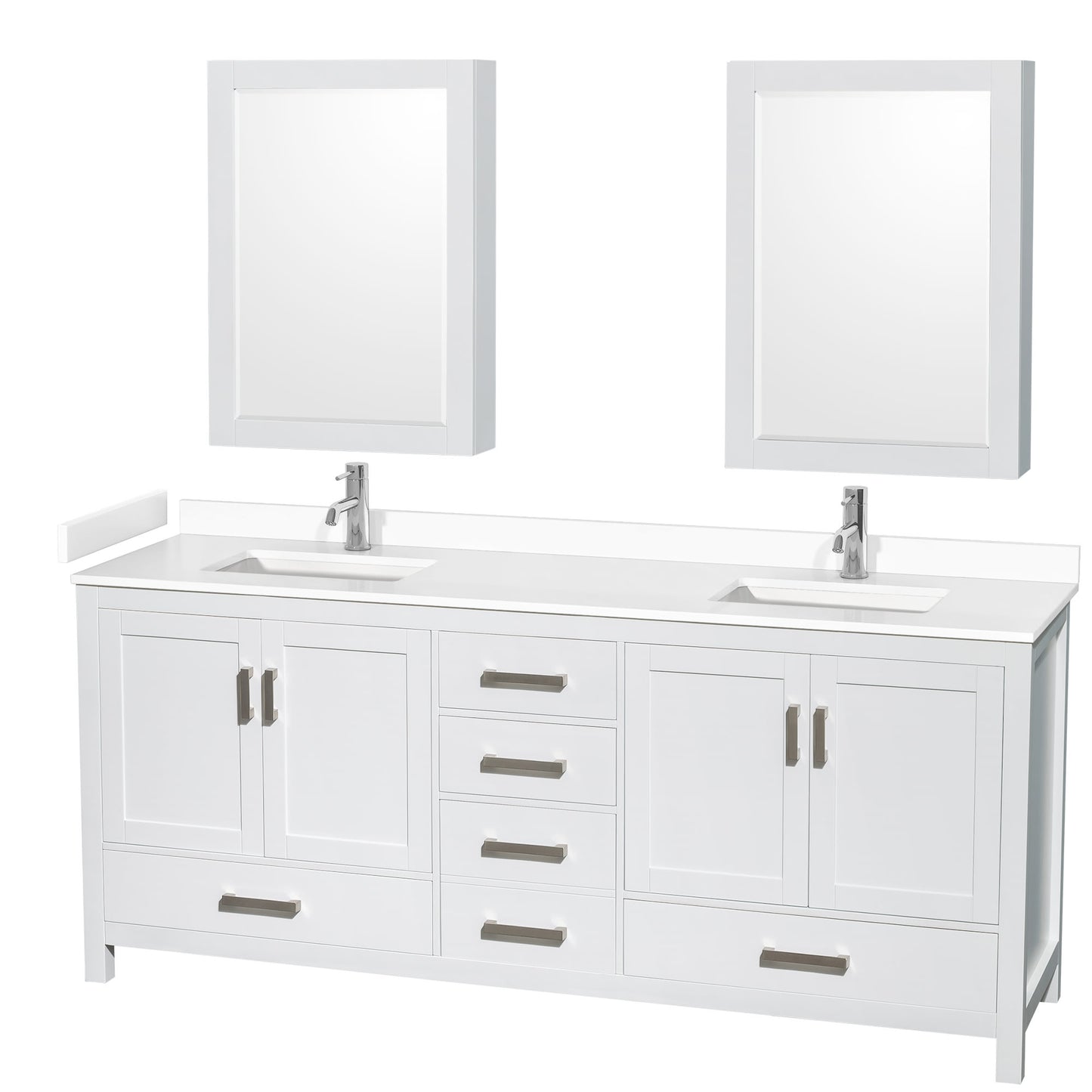 Sheffield Bathroom Vanity with Countertop 80 inch Double Sink Single hole Faucet Setup