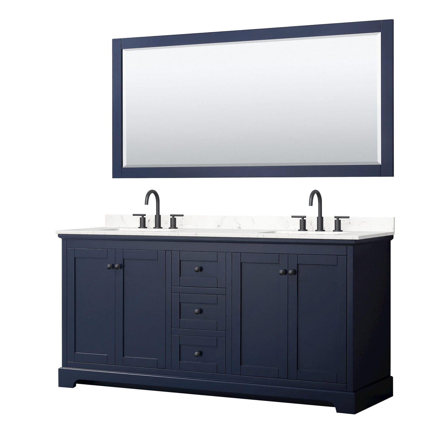 Avery Bathroom Vanity with Countertop 72 inch Double Sink 3-hole Faucet Setup
