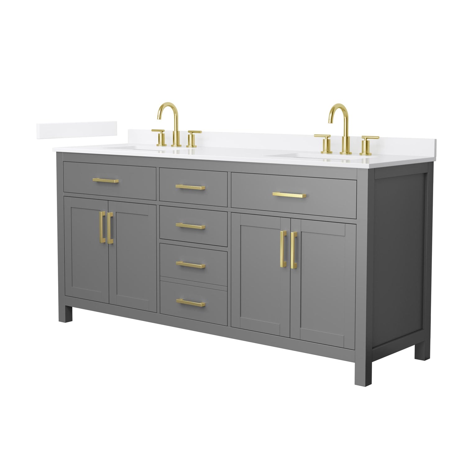 Beckett Bathroom Vanity with Countertop 72 inch Double Sink 3-hole Faucet Setup