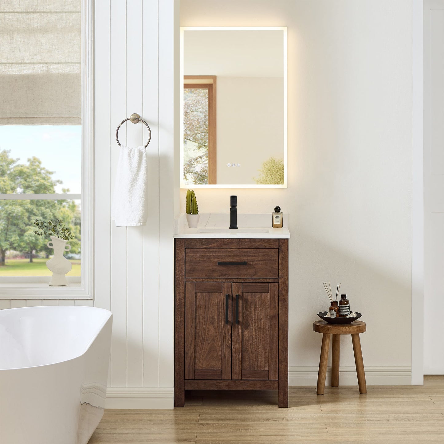 Beckett Bathroom Vanity with Countertop 24 inch Single Sink Single hole Faucet Setup