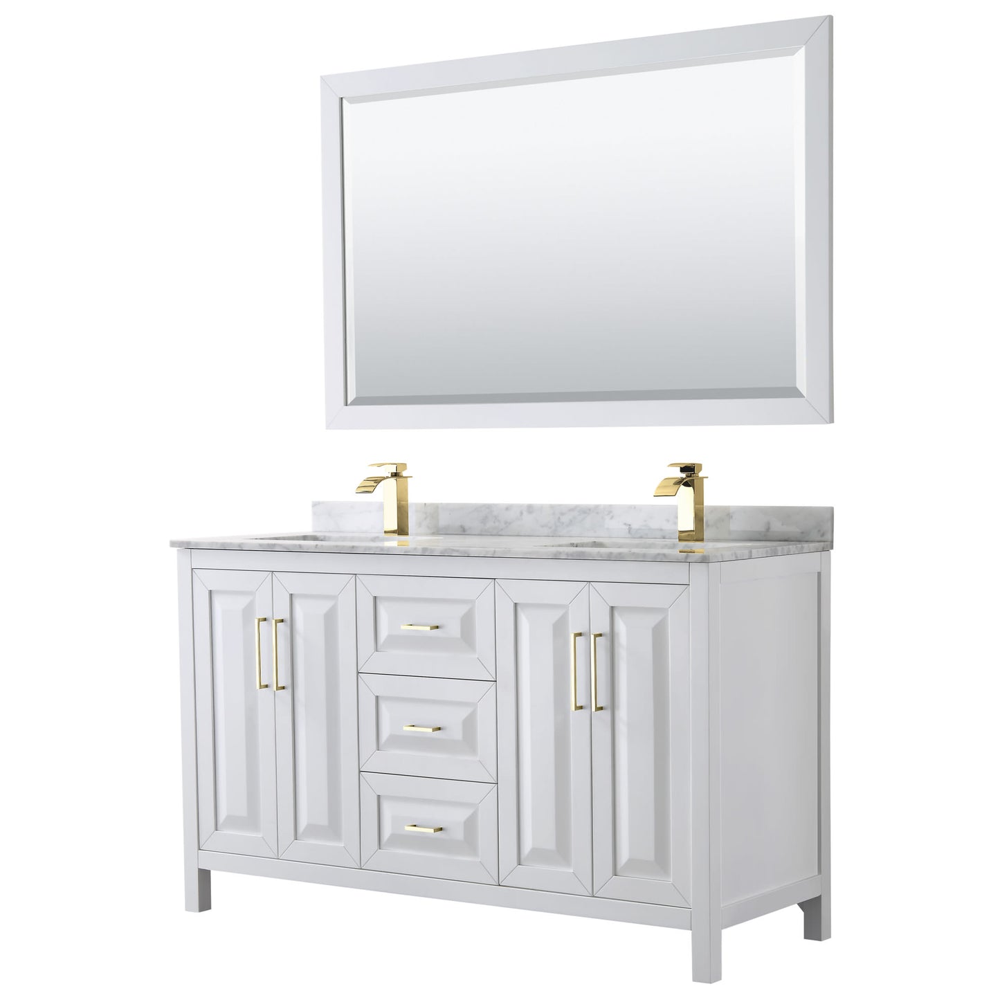 Daria Bathroom Vanity with Countertop 60 inch Double Sink Single hole Faucet Setup