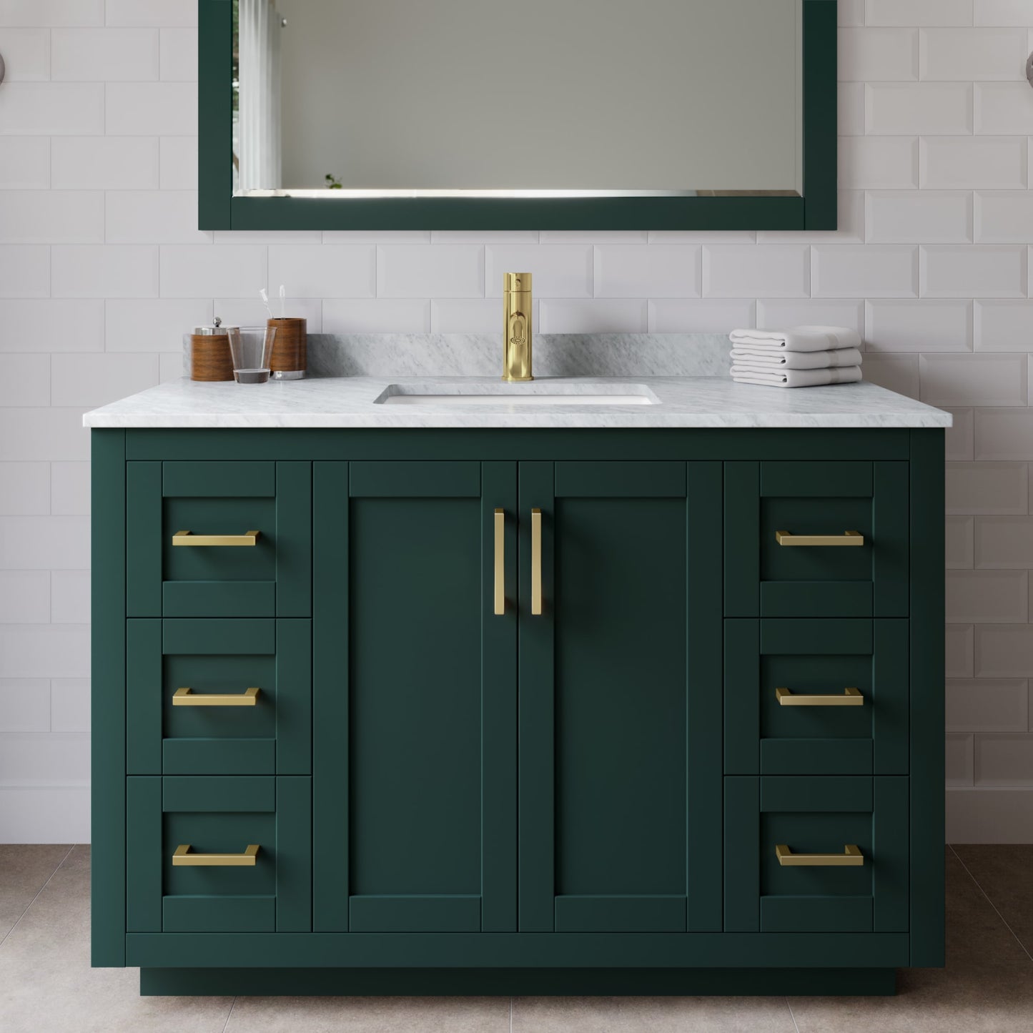 Miranda Bathroom Vanity with Countertop 48 inch Single Sink Single hole Faucet Setup