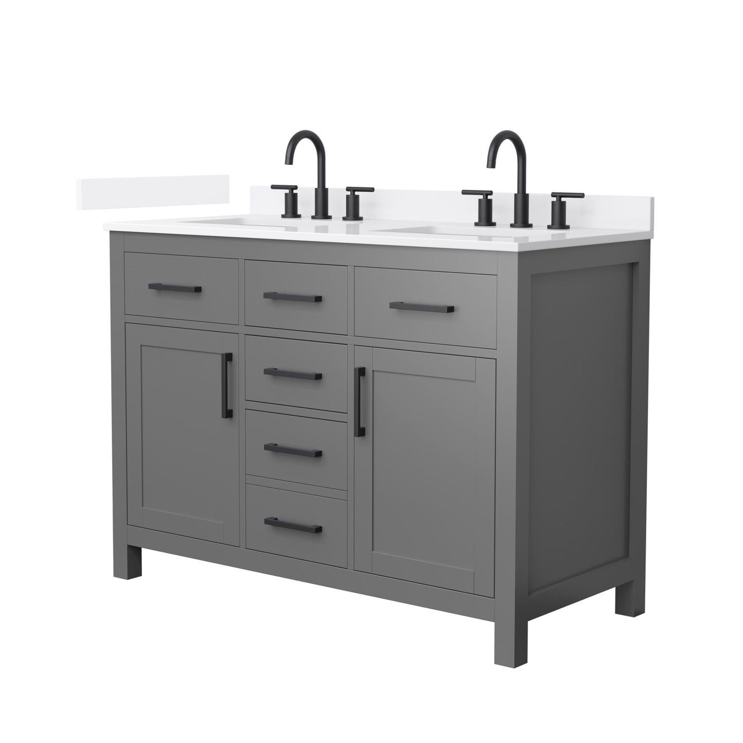 Beckett Bathroom Vanity with Countertop 48 inch Double Sink 3-hole Faucet Setup