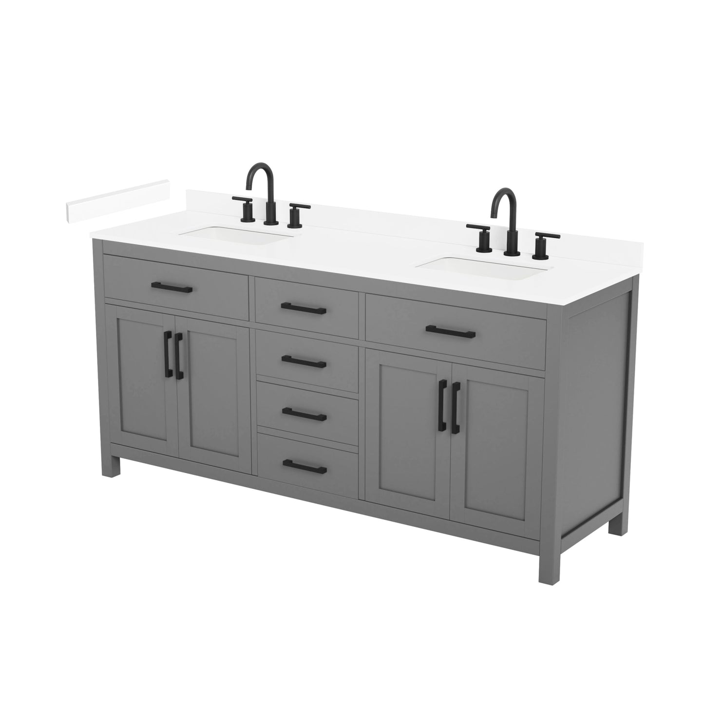 Beckett Bathroom Vanity with Countertop 72 inch Double Sink 3-hole Faucet Setup