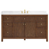Custom image for Dark Walnut with Brushed Gold Trim / White Cultured Marble / No Mirror