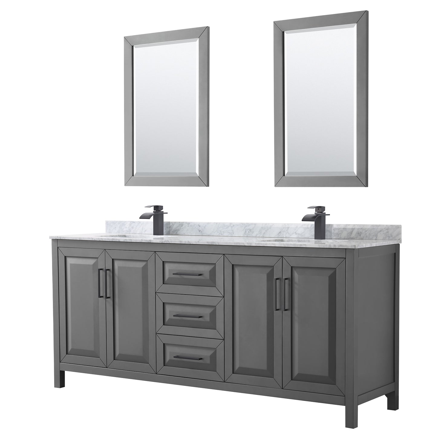 Daria Bathroom Vanity with Countertop 80 inch Double Sink Single hole Faucet Setup
