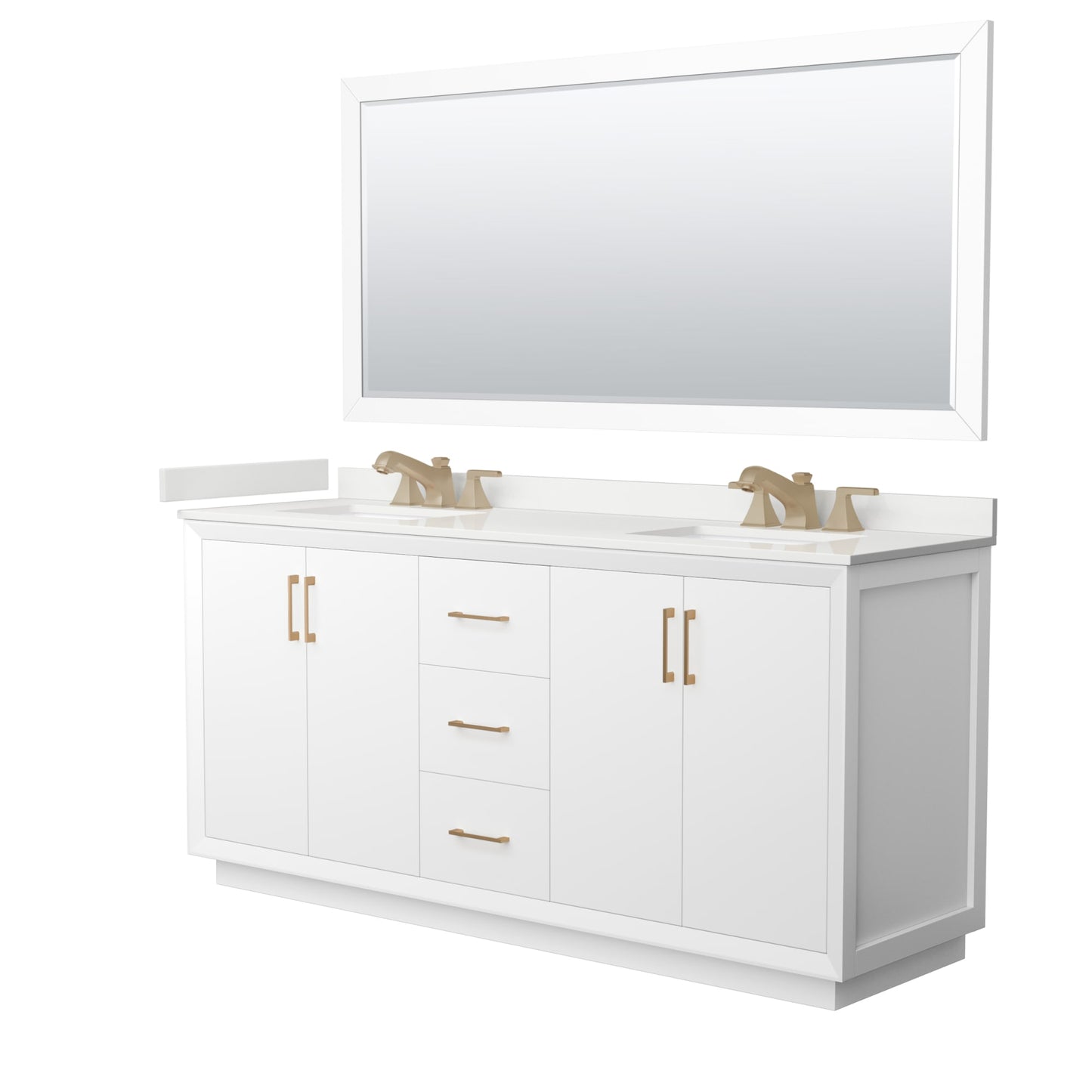 Strada Bathroom Vanity with Countertop 72 inch Double Sink 3-hole Faucet Setup