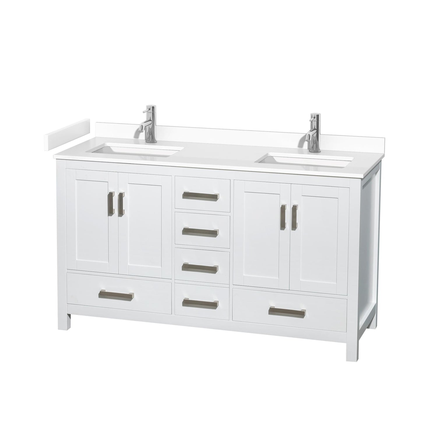 Sheffield Bathroom Vanity with Countertop 60 inch Double Sink Single hole Faucet Setup