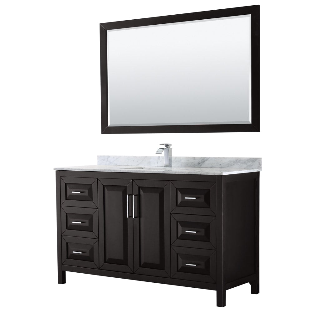 Daria Bathroom Vanity with Countertop 60 inch Single Sink Single hole Faucet Setup