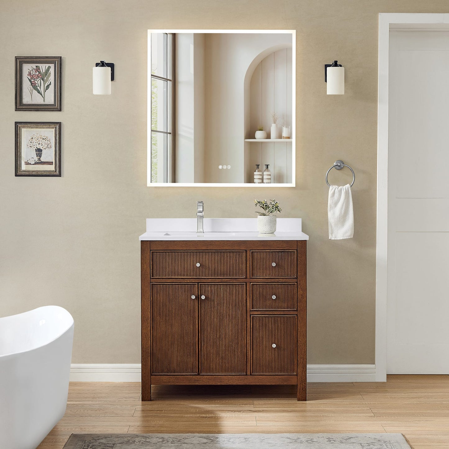 Pendry Bathroom Vanity with Countertop 36 inch Single Sink Single hole Faucet Setup
