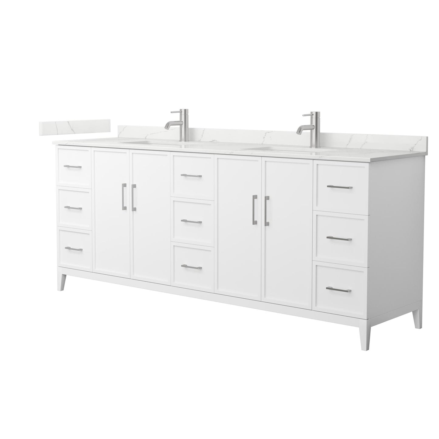 Elan Bathroom Vanity with Countertop 84 inch Double Sink Single hole Faucet Setup