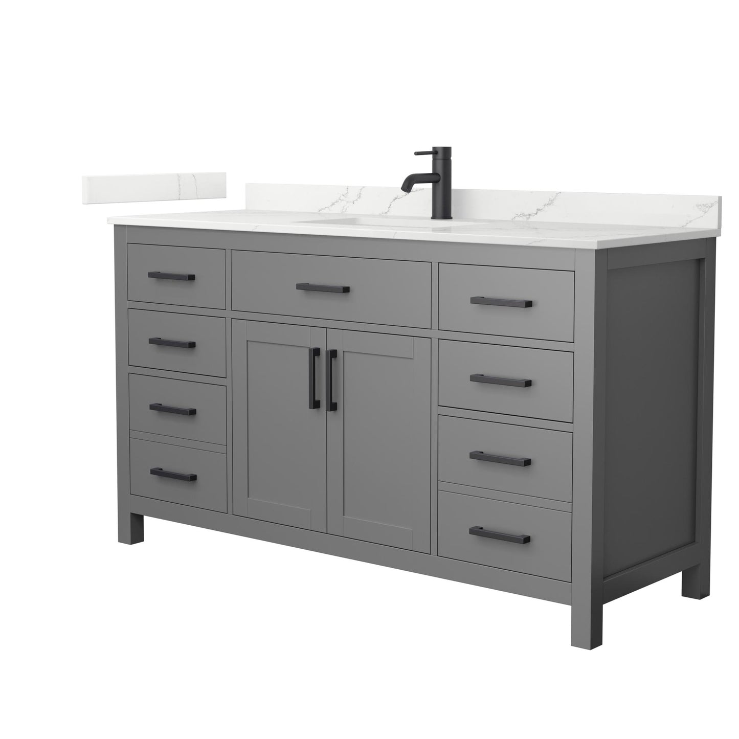 Beckett Bathroom Vanity with Countertop 60 inch Single Sink Single hole Faucet Setup