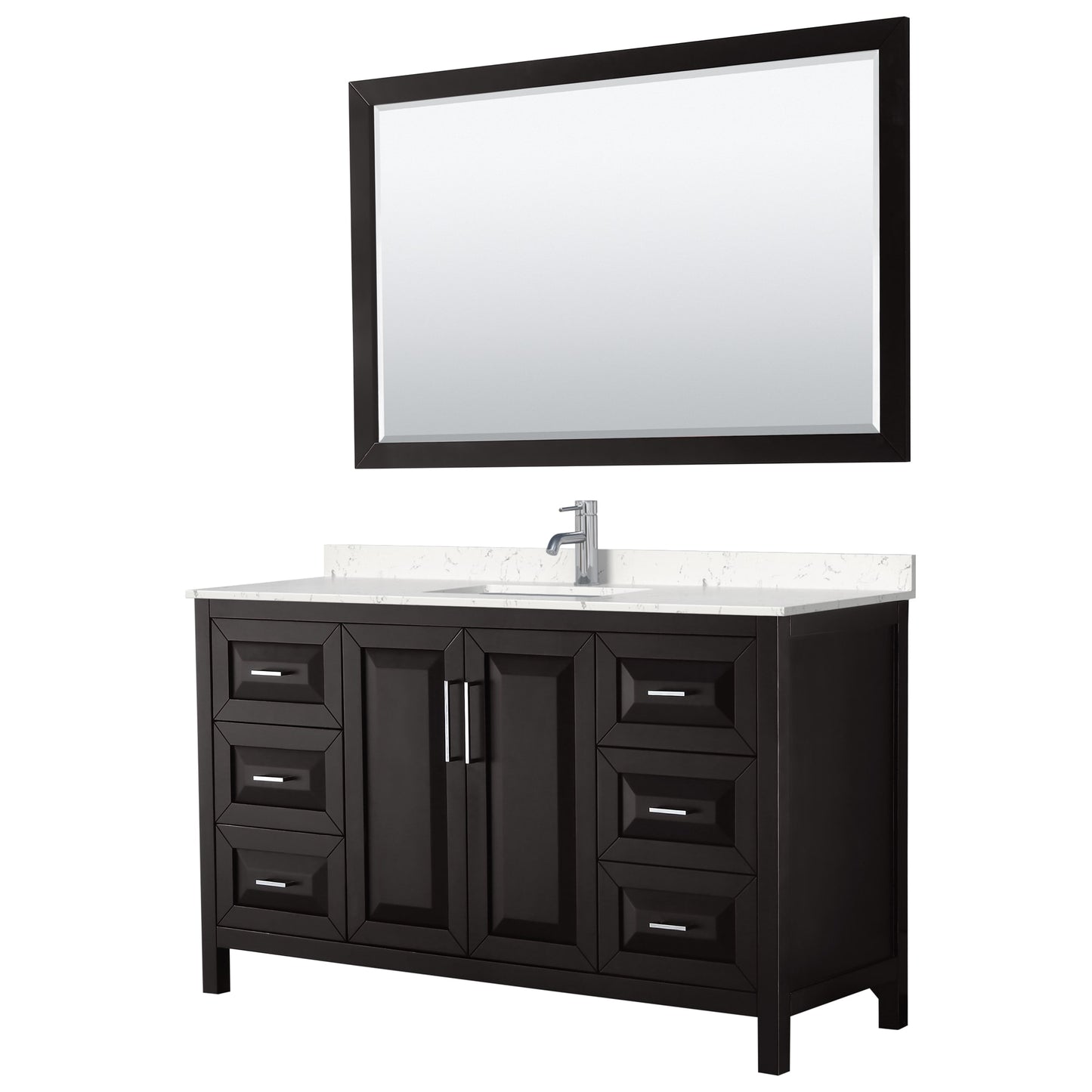 Daria Bathroom Vanity with Countertop 60 inch Single Sink Single hole Faucet Setup