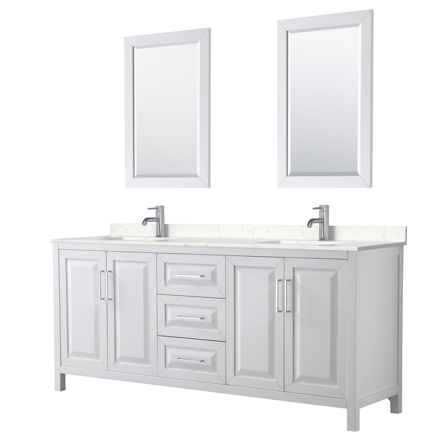 Daria Bathroom Vanity with Countertop 80 inch Double Sink Single hole Faucet Setup