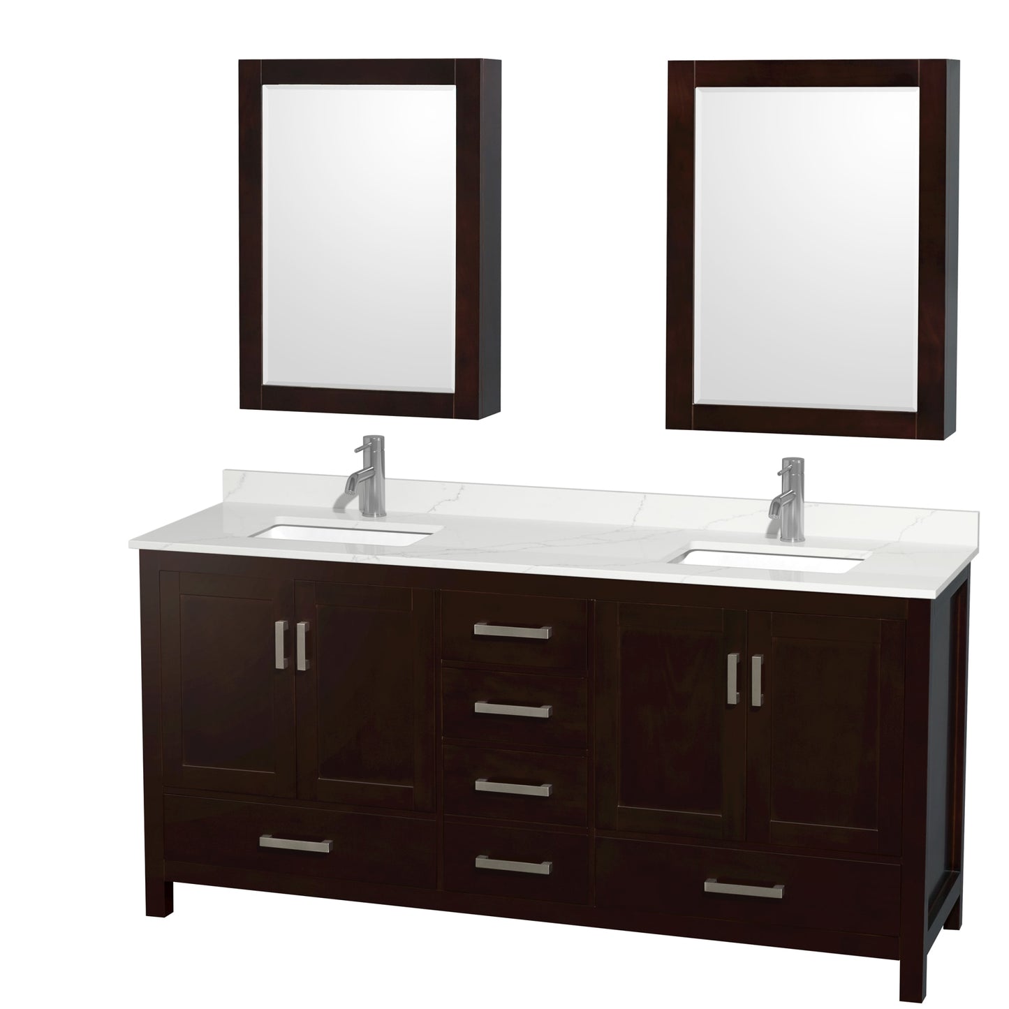 Sheffield Bathroom Vanity with Countertop 72 inch Double Sink Single hole Faucet Setup