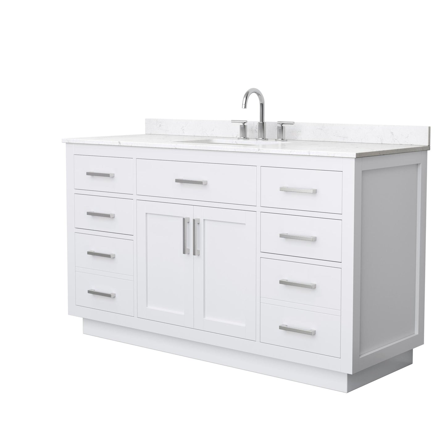 Beckett TK Bathroom Vanity with Countertop 60 inch Single Sink 3-hole Faucet Setup