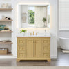 Custom image for Honey Oak with Brushed Gold Trim / White Quartz / No Mirror