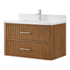 Custom image for Toasted Walnut with Brushed Nickel Trim / White Quartz / No Mirror
