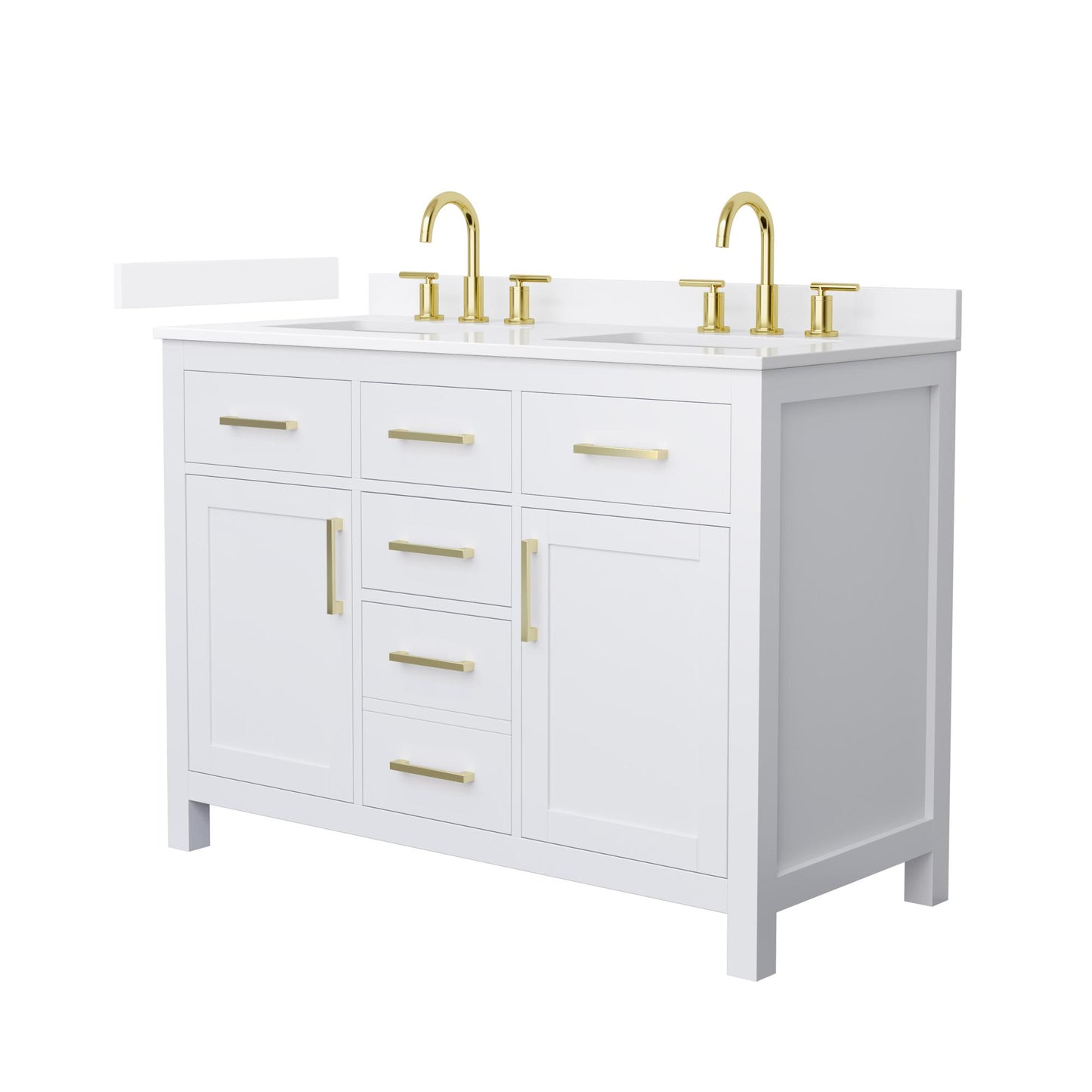Beckett Bathroom Vanity with Countertop 48 inch Double Sink 3-hole Faucet Setup