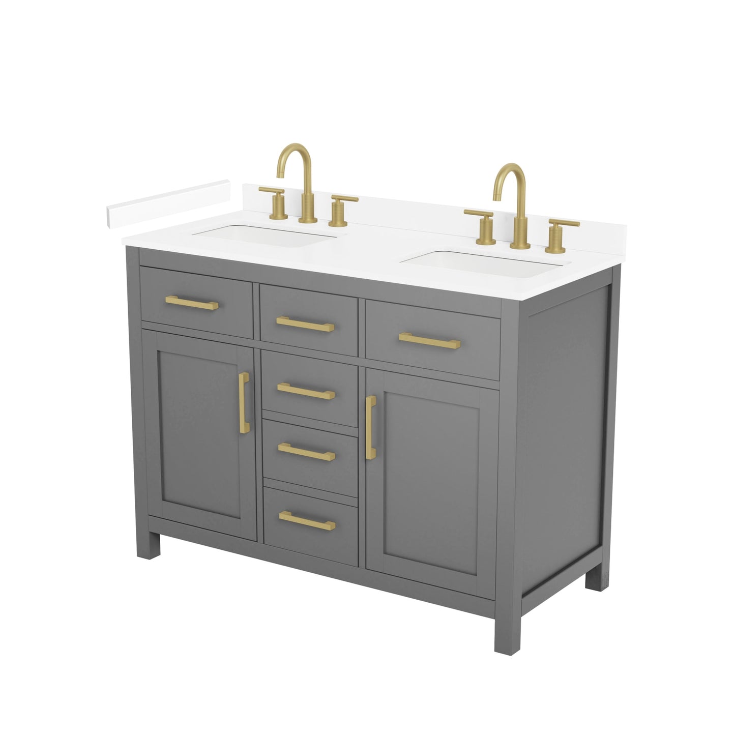 Beckett Bathroom Vanity with Countertop 48 inch Double Sink 3-hole Faucet Setup