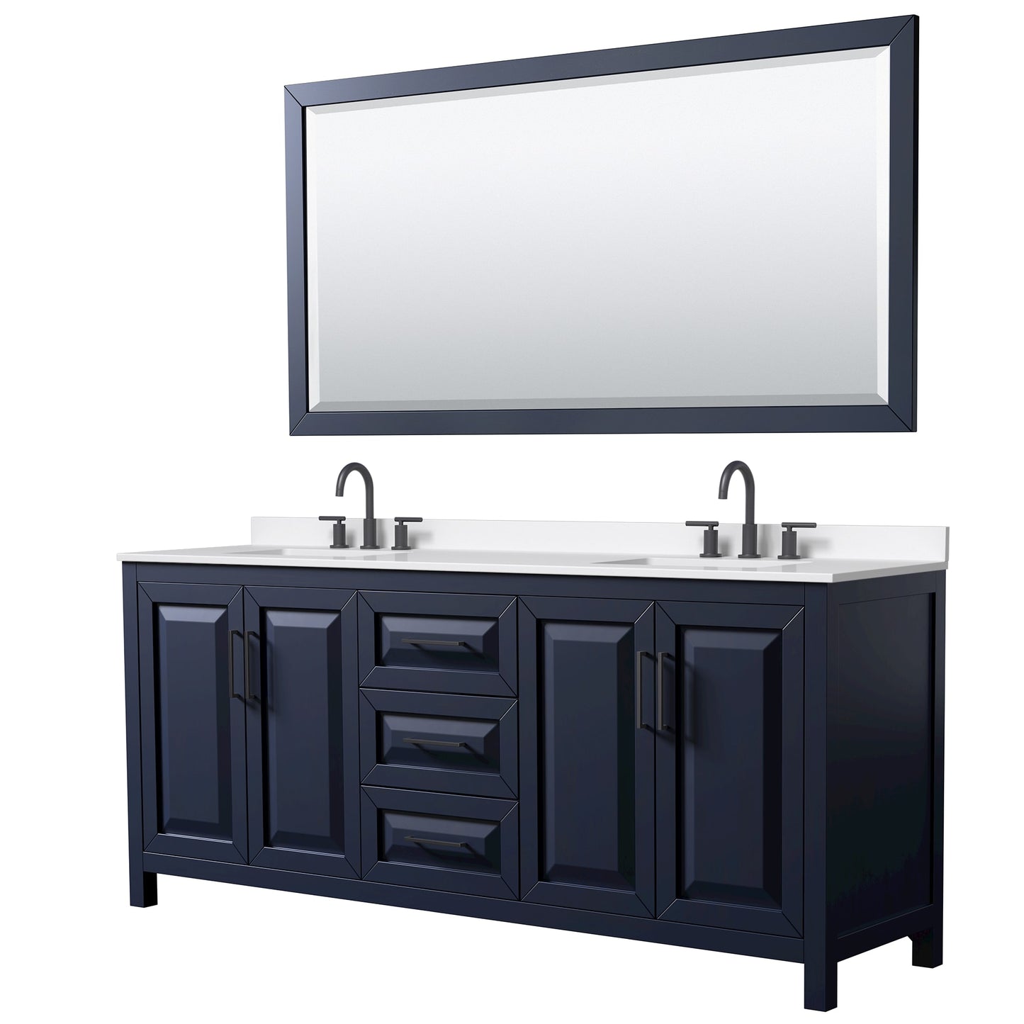 Daria Bathroom Vanity with Countertop 80 inch Double Sink 3-hole Faucet Setup
