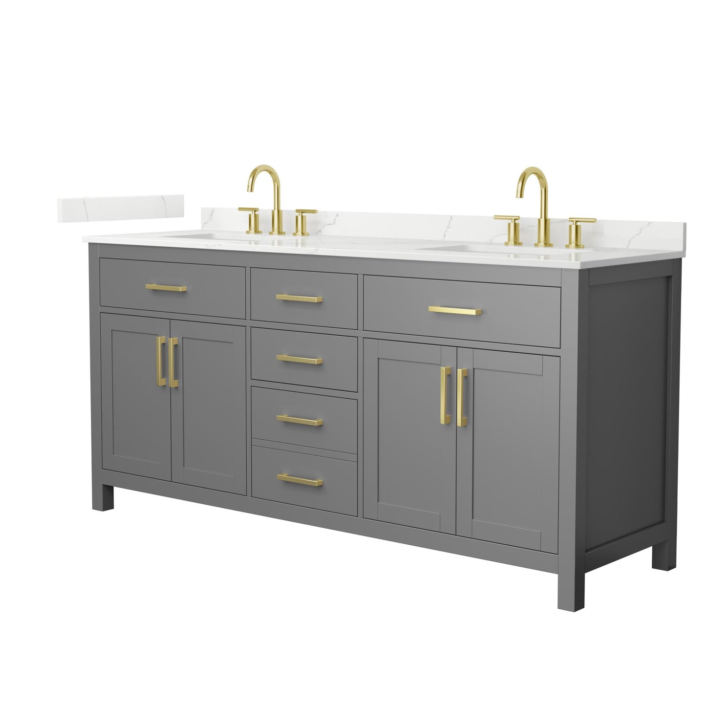 Beckett Bathroom Vanity with Countertop 72 inch Double Sink 3-hole Faucet Setup