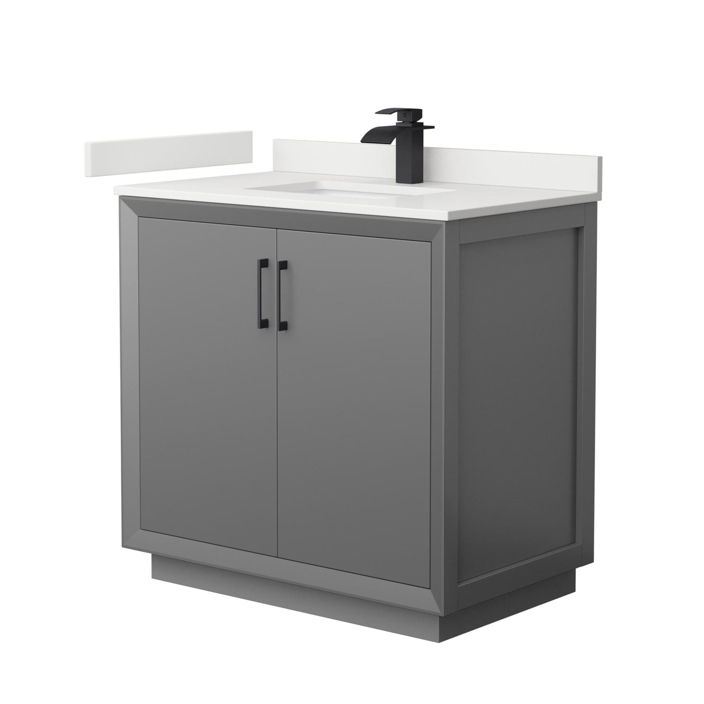 Strada Bathroom Vanity with Countertop 36 inch Single Sink Single hole Faucet Setup