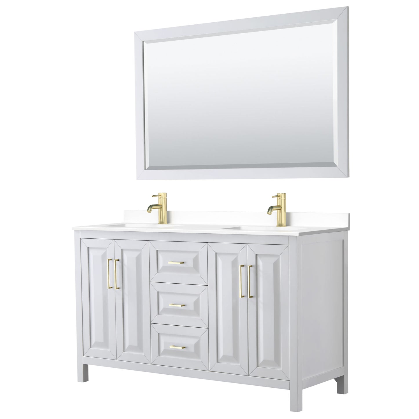 Daria Bathroom Vanity with Countertop 60 inch Double Sink Single hole Faucet Setup