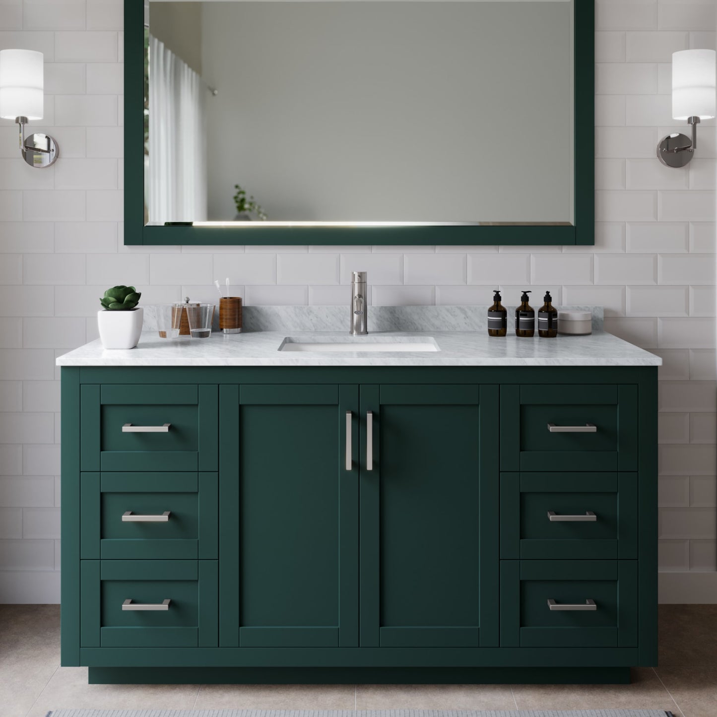 Miranda Bathroom Vanity with Countertop 60 inch Single Sink Single hole Faucet Setup