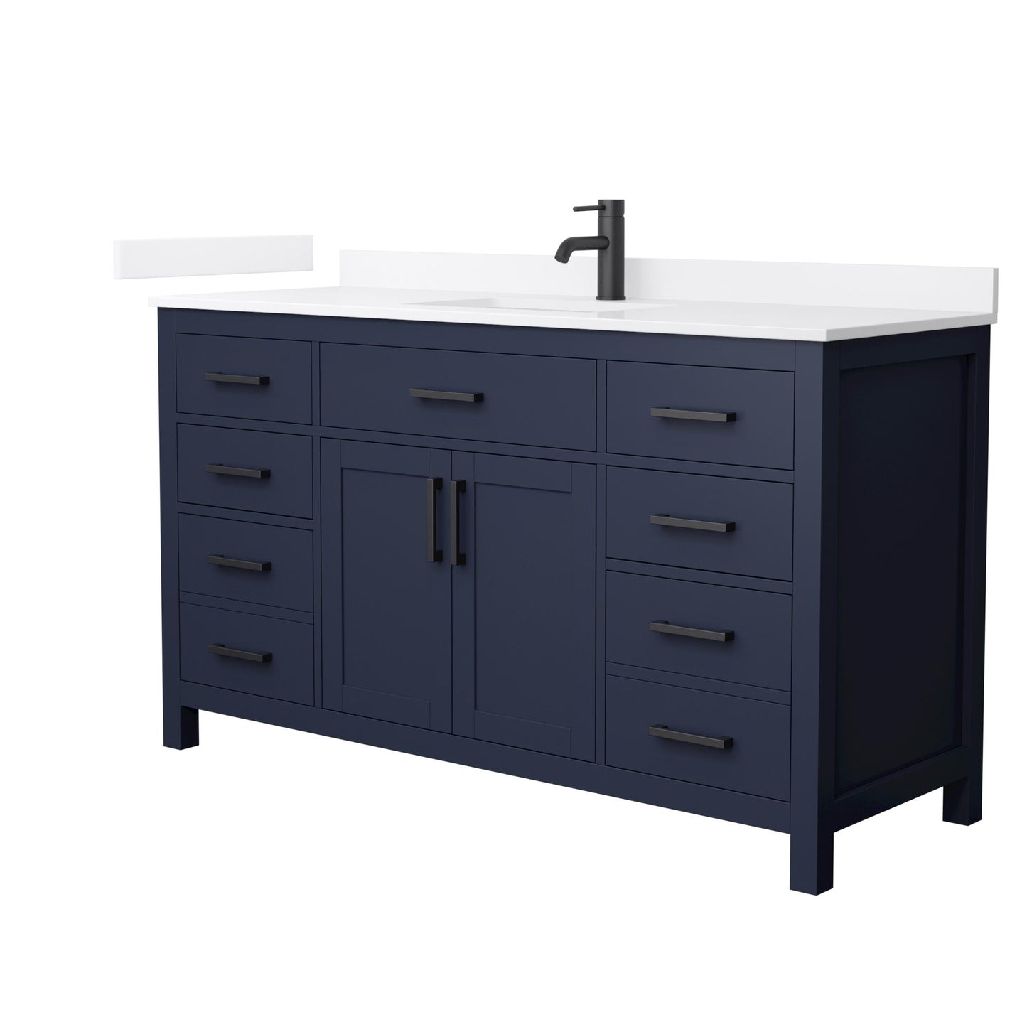 Beckett Bathroom Vanity with Countertop 60 inch Single Sink Single hole Faucet Setup