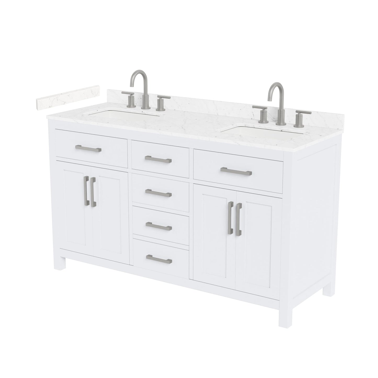 Beckett Bathroom Vanity with Countertop 60 inch Double Sink 3-hole Faucet Setup
