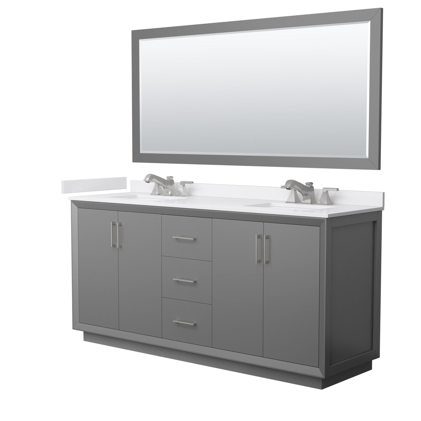 Strada Bathroom Vanity with Countertop 72 inch Double Sink 3-hole Faucet Setup