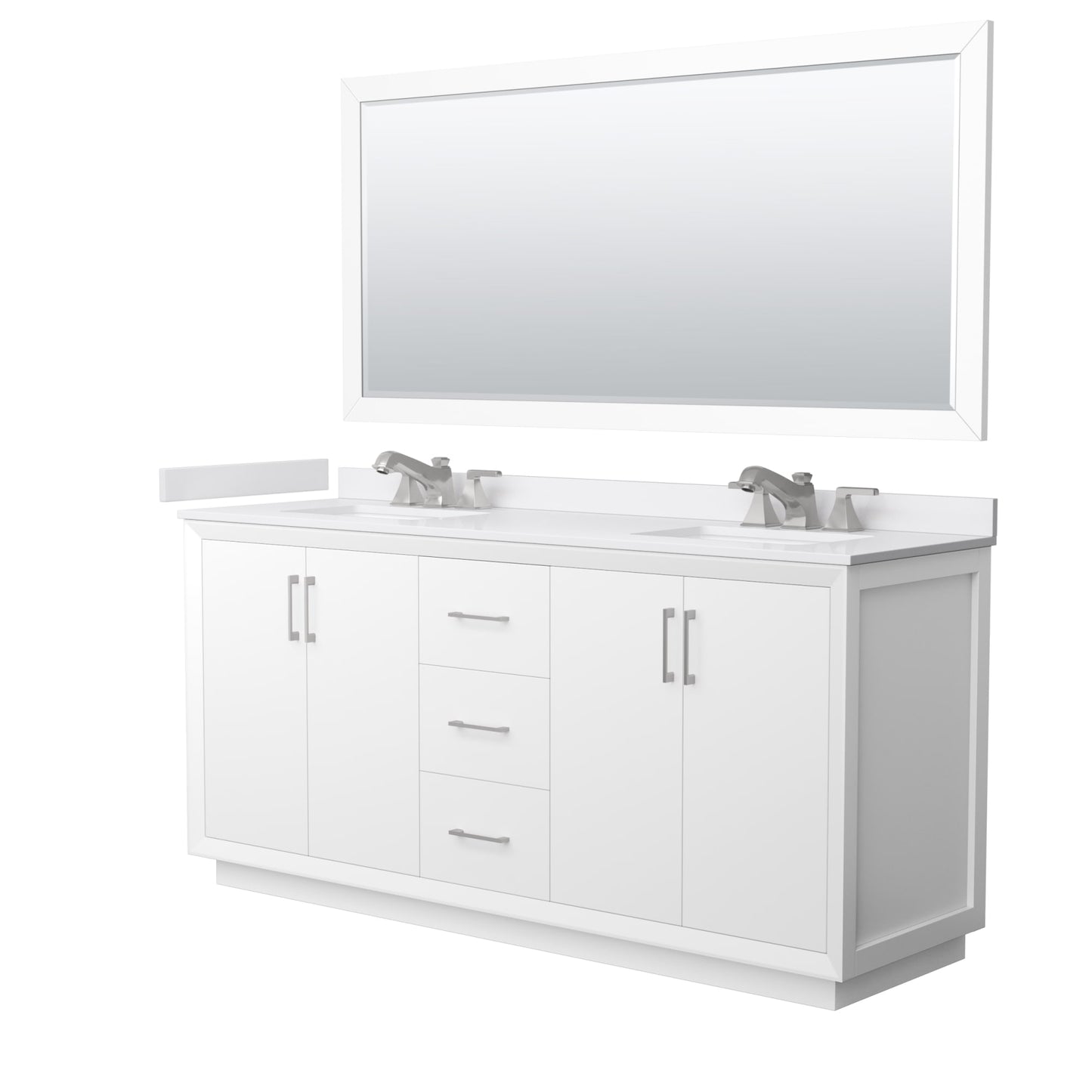 Strada Bathroom Vanity with Countertop 72 inch Double Sink 3-hole Faucet Setup