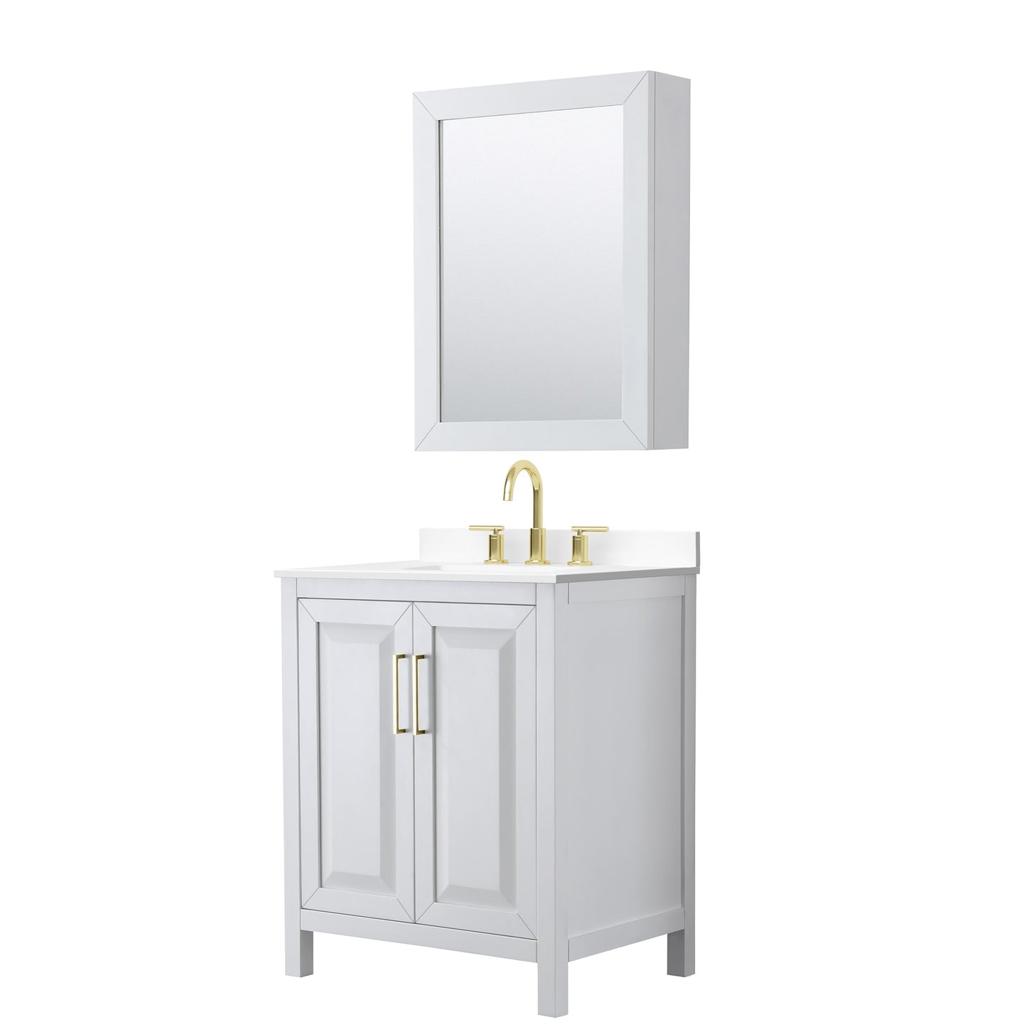Daria Bathroom Vanity with Countertop 30 inch Single Sink 3-hole Faucet Setup