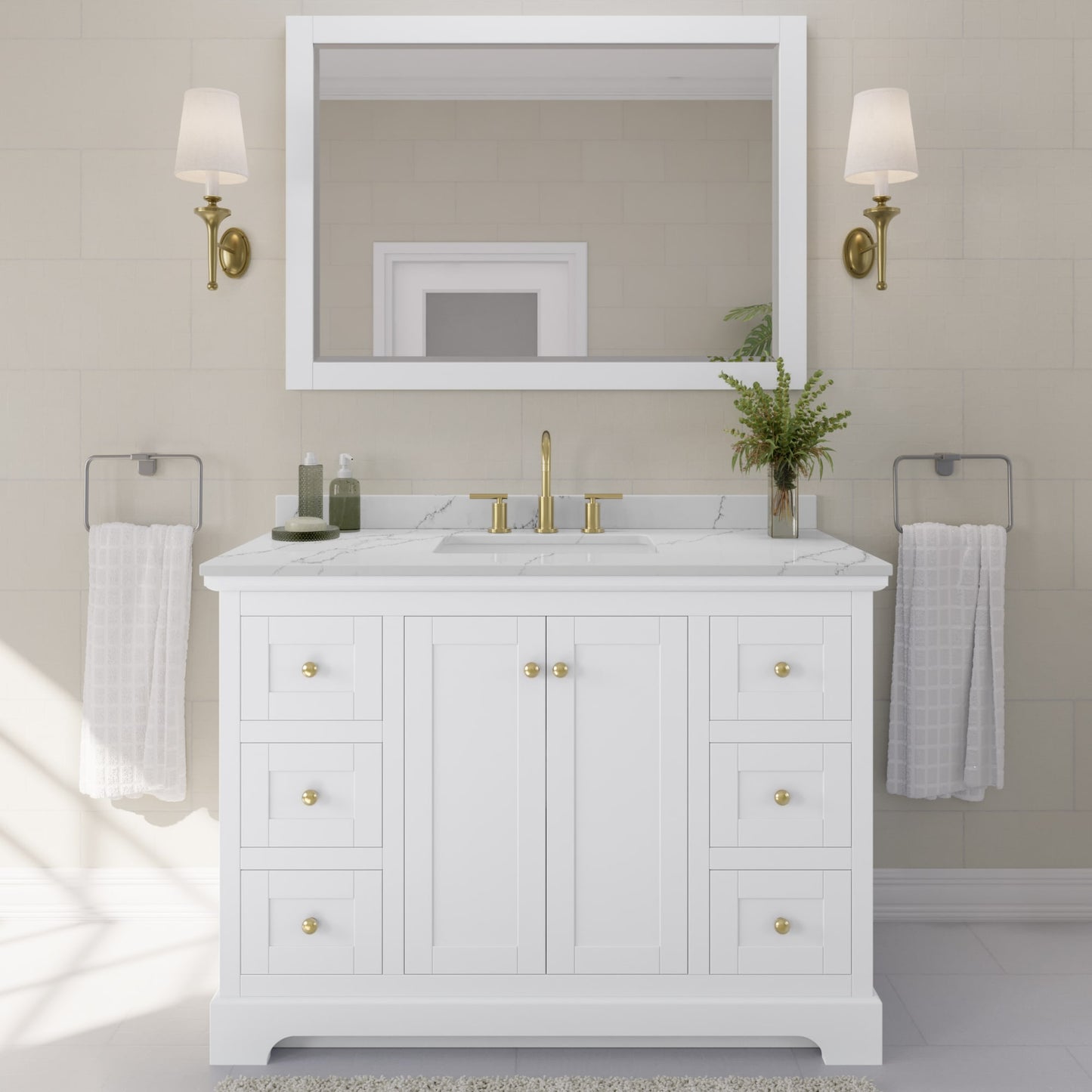 Avery Bathroom Vanity with Countertop 48 inch Single Sink 3-hole Faucet Setup