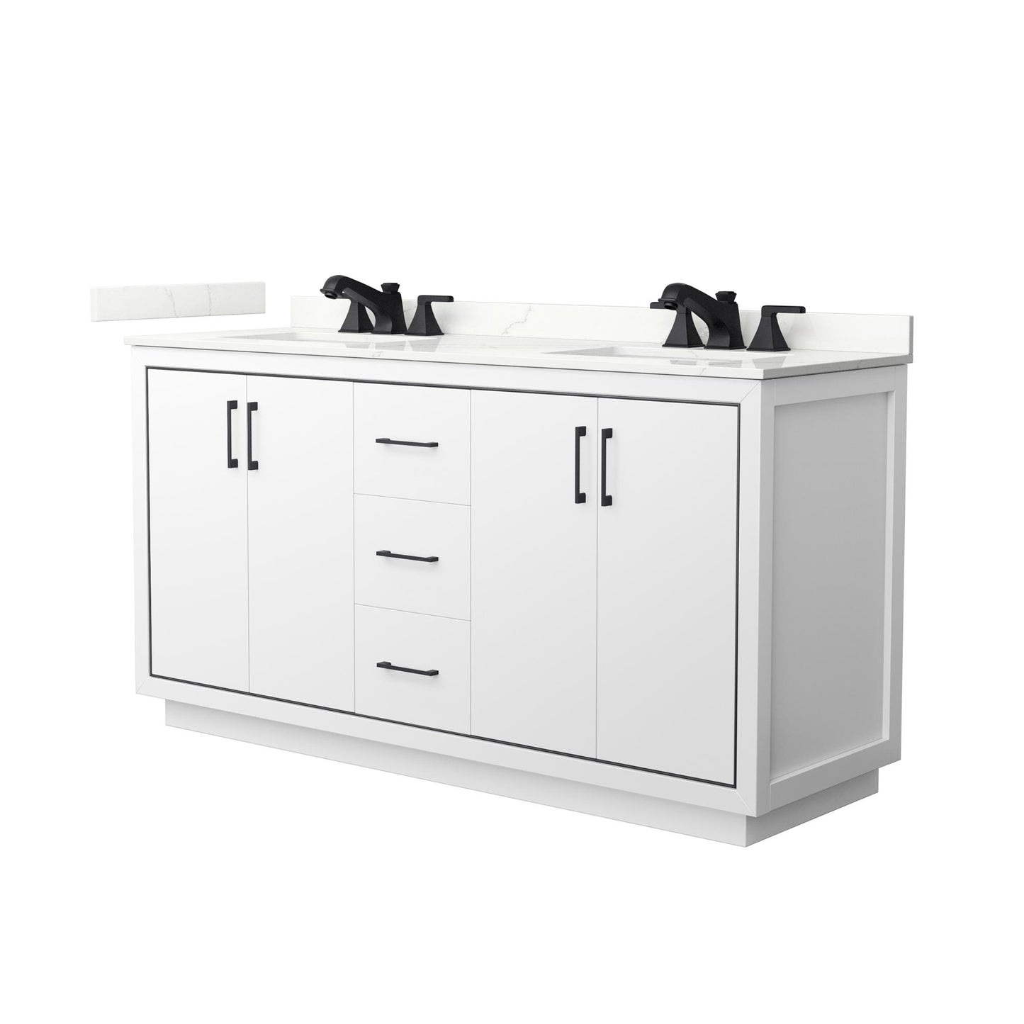 Icon Bathroom Vanity with Countertop 66 inch Double Sink 3-hole Faucet Setup