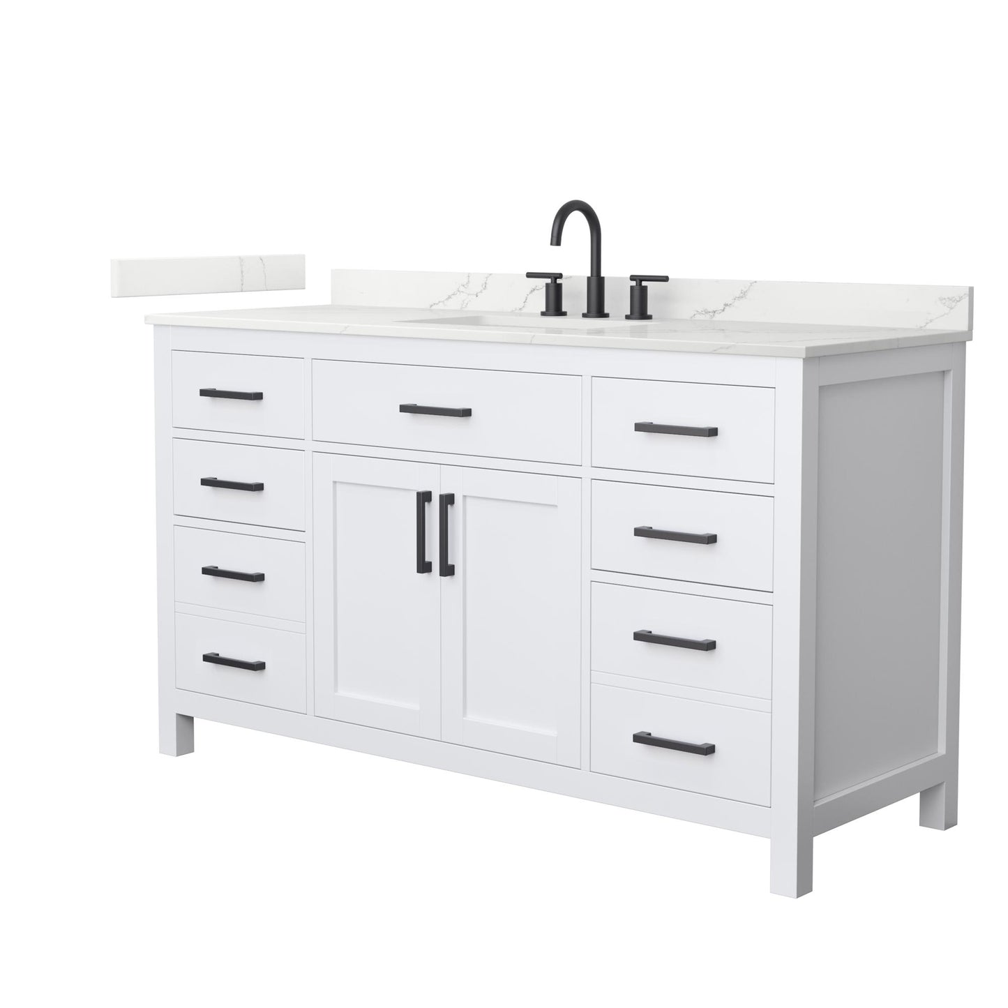 Beckett Bathroom Vanity with Countertop 60 inch Single Sink 3-hole Faucet Setup