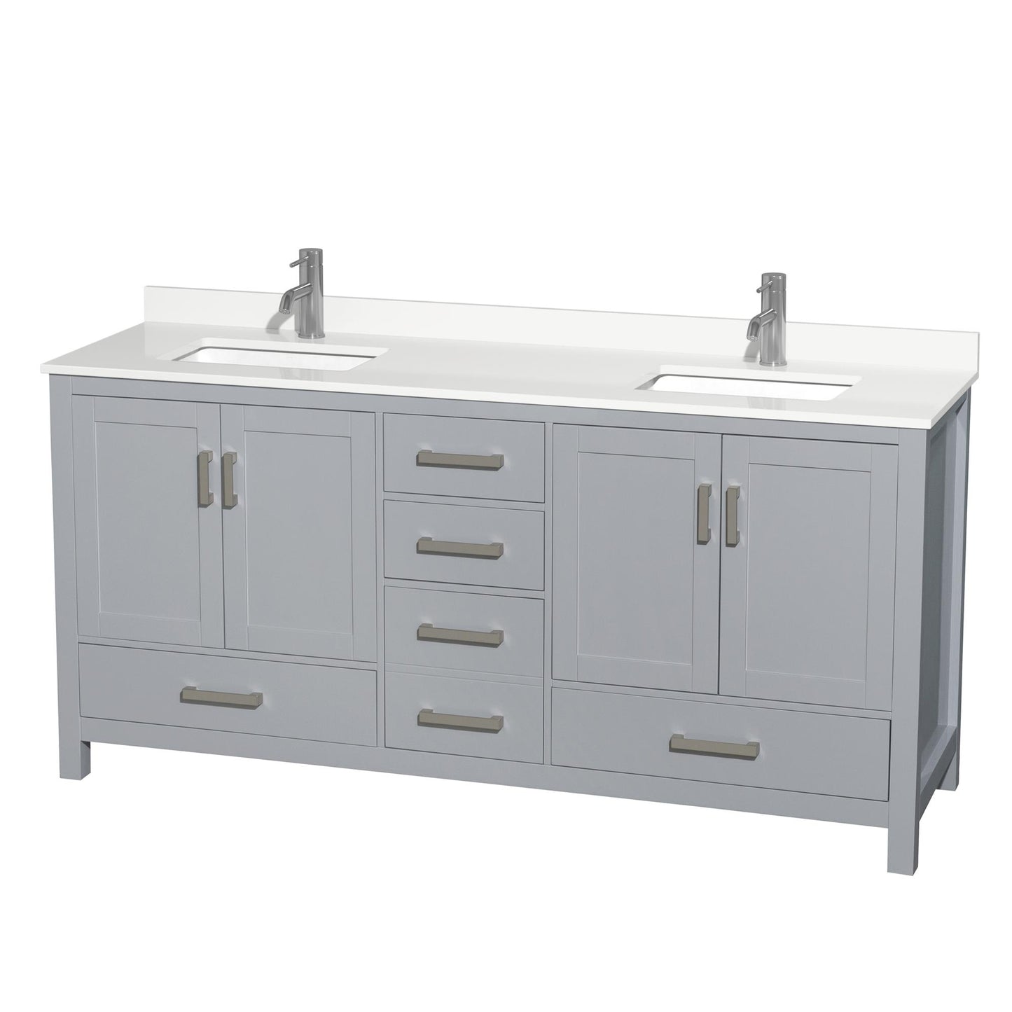 Sheffield Bathroom Vanity with Countertop 72 inch Double Sink Single hole Faucet Setup
