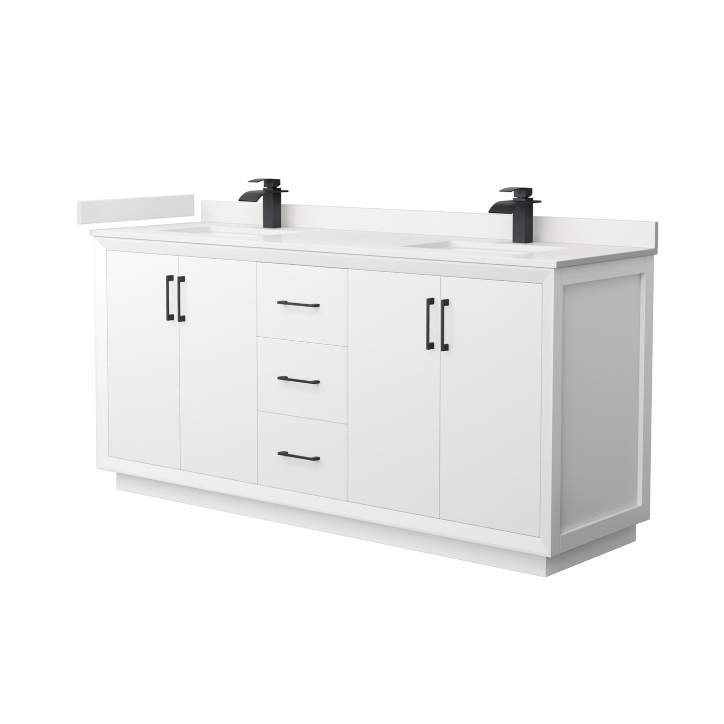 Strada Bathroom Vanity with Countertop 72 inch Double Sink Single hole Faucet Setup