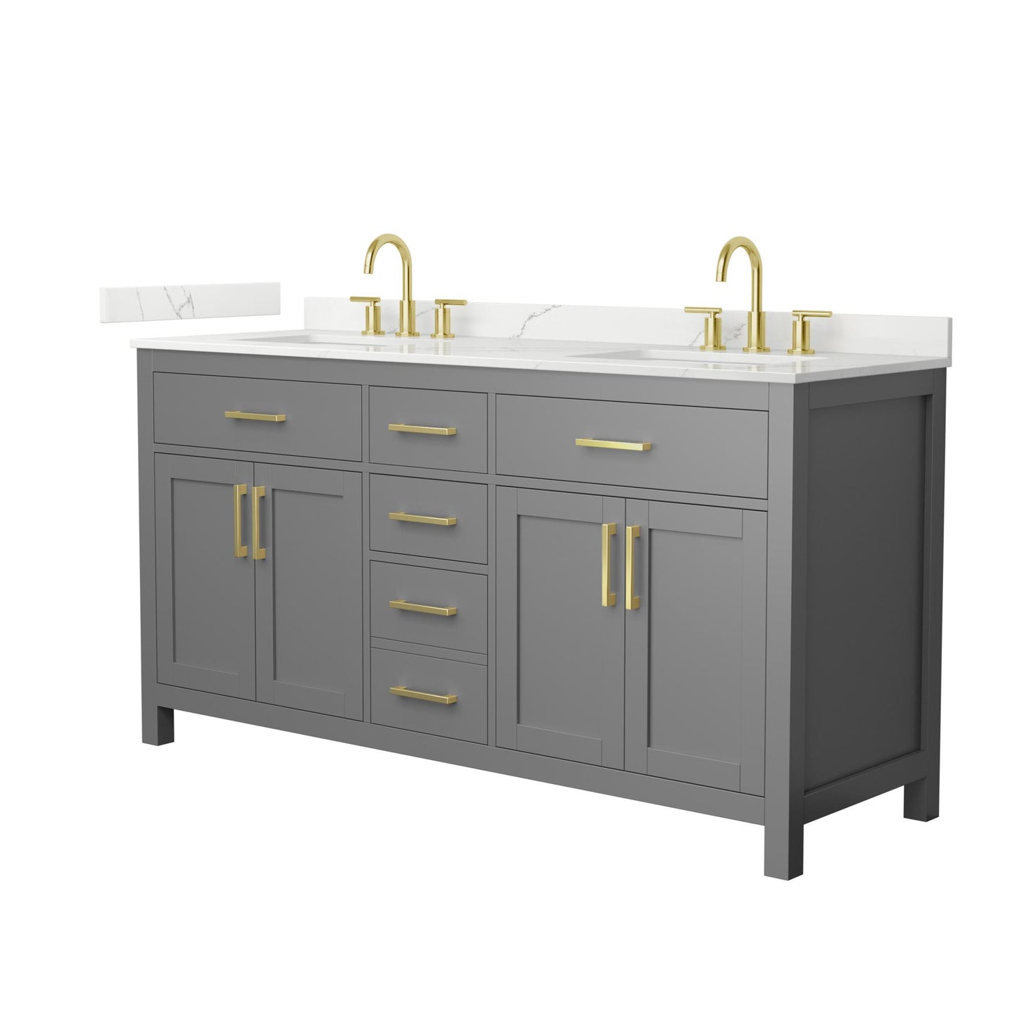 Beckett Bathroom Vanity with Countertop 66 inch Double Sink 3-hole Faucet Setup