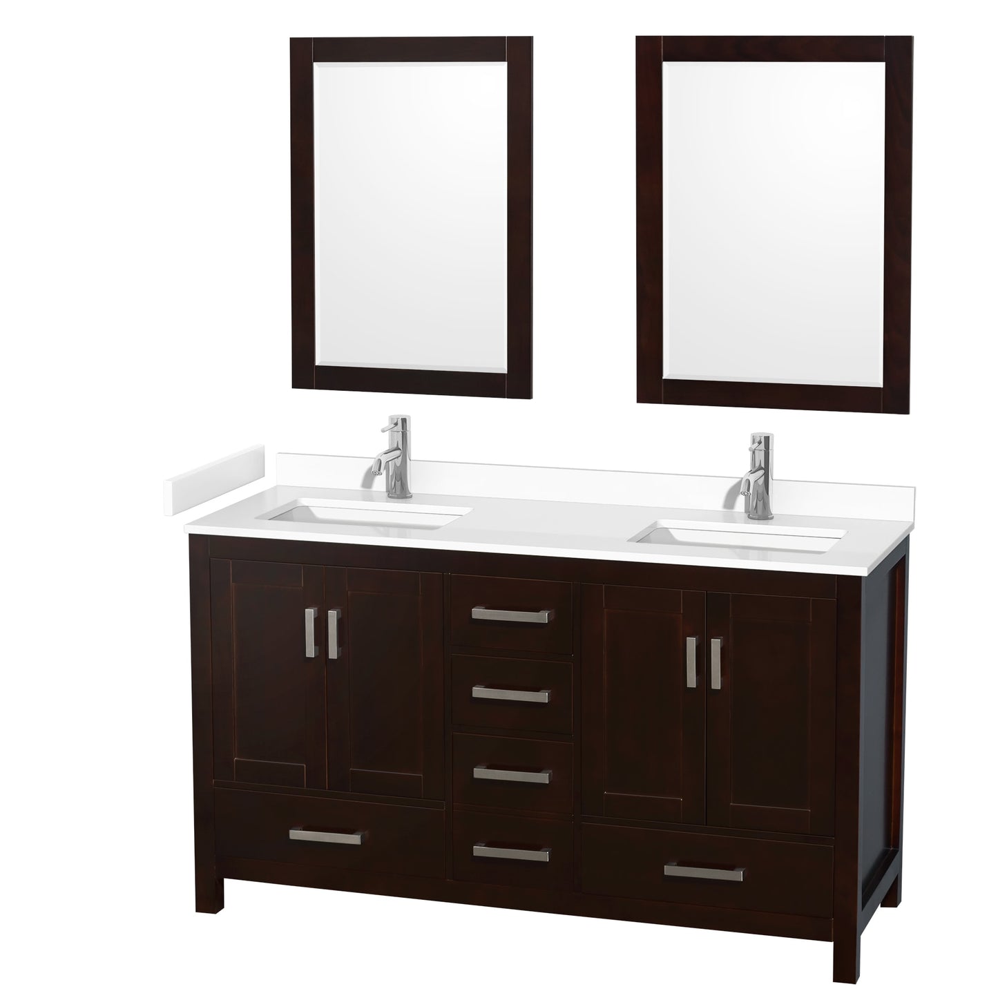 Sheffield Bathroom Vanity with Countertop 60 inch Double Sink Single hole Faucet Setup