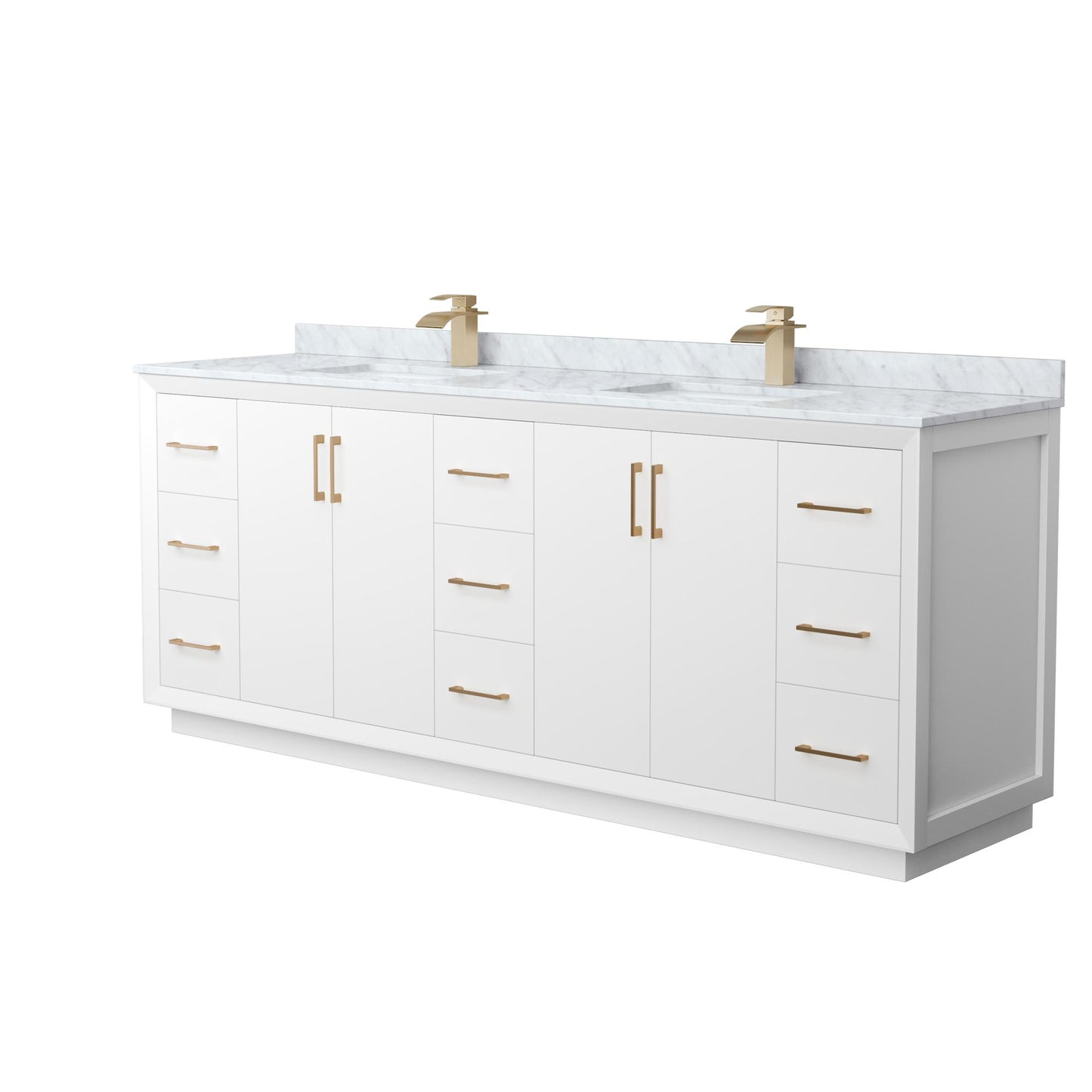 Strada Bathroom Vanity with Countertop 84 inch Double Sink Single hole Faucet Setup