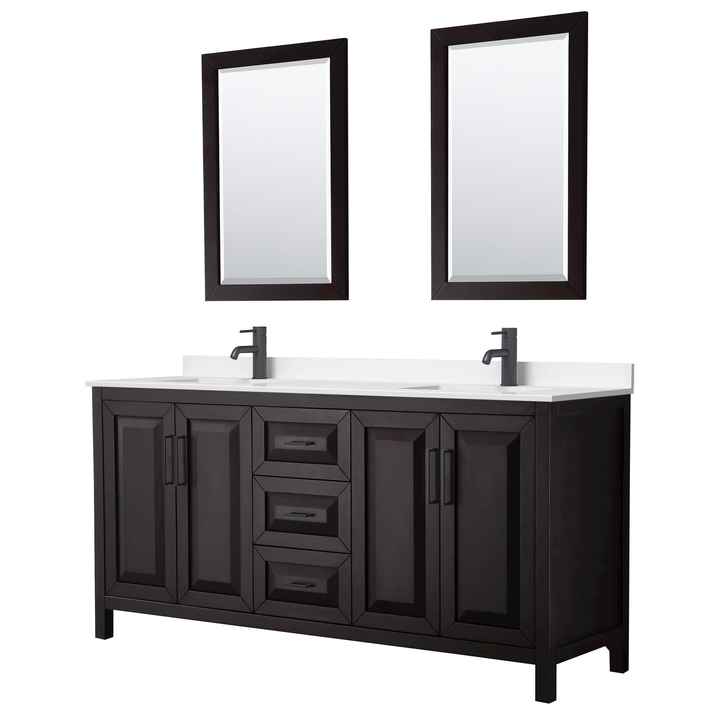 Daria Bathroom Vanity with Countertop 72 inch Double Sink Single hole Faucet Setup