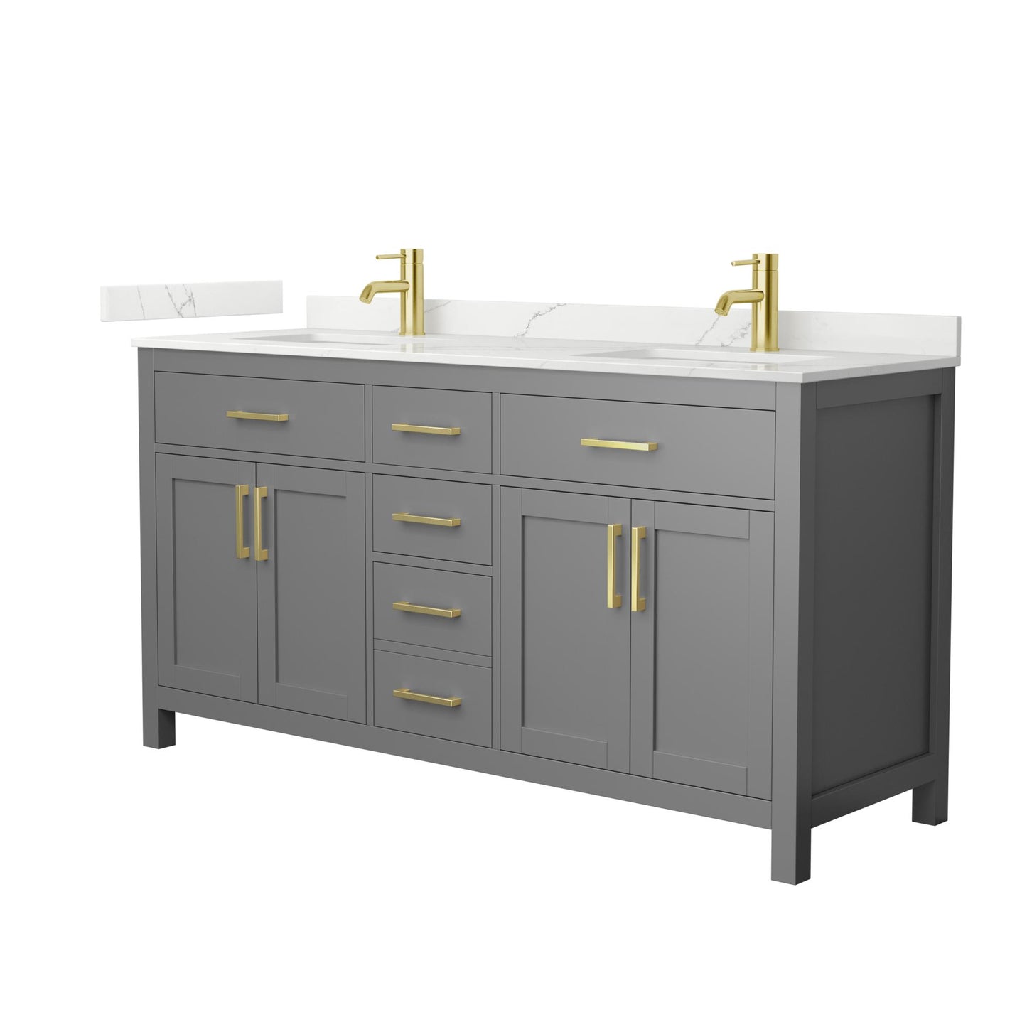 Beckett Bathroom Vanity with Countertop 66 inch Double Sink Single hole Faucet Setup