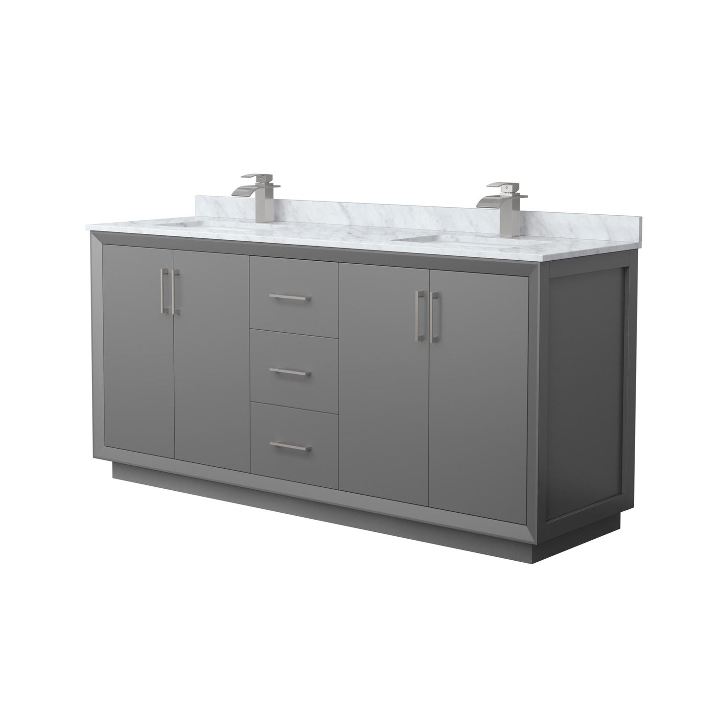 Strada Bathroom Vanity with Countertop 72 inch Double Sink Single hole Faucet Setup