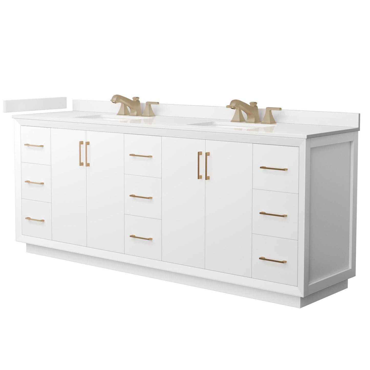 Strada Bathroom Vanity with Countertop 84 inch Double Sink 3-hole Faucet Setup