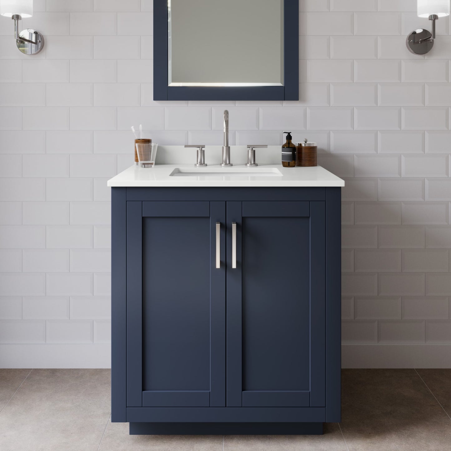 Miranda Bathroom Vanity with Countertop 30 inch Single Sink 3-hole Faucet Setup