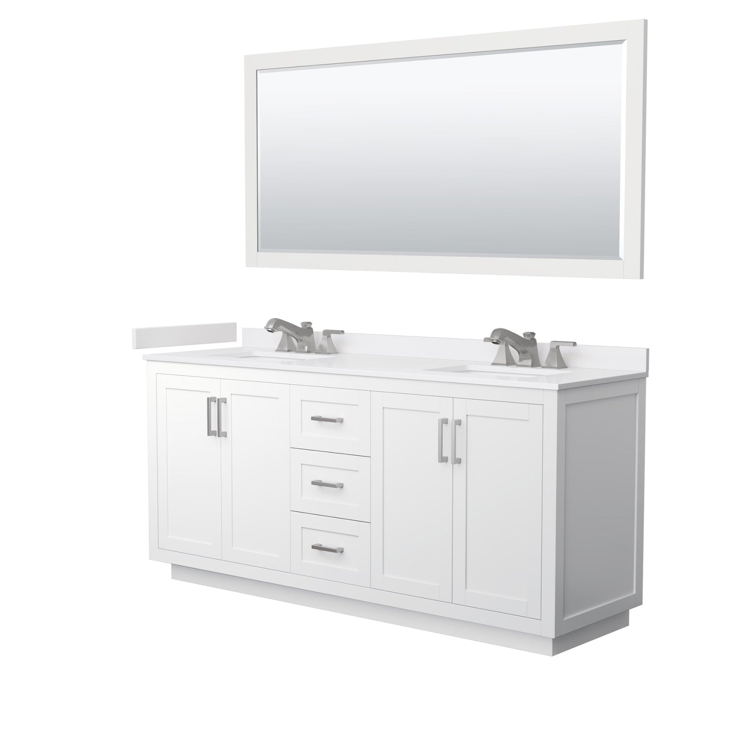 Miranda Bathroom Vanity with Countertop 72 inch Double Sink 3-hole Faucet Setup
