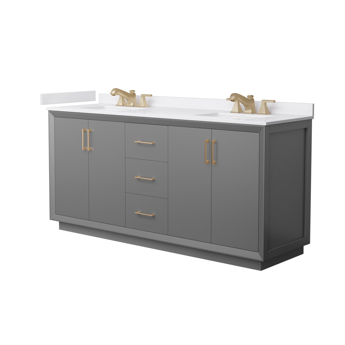 Strada Bathroom Vanity with Countertop 72 inch Double Sink 3-hole Faucet Setup